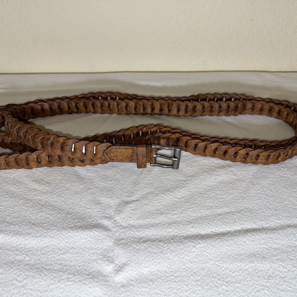Free People Double Wrap Woven Leather Belt - Tan
